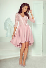 Load image into Gallery viewer, Numoco 210-11 NICOLLE - dress with longer back with lace neckline - powder pink