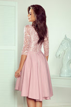 Load image into Gallery viewer, Numoco 210-11 NICOLLE - dress with longer back with lace neckline - powder pink