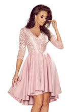 Load image into Gallery viewer, Numoco 210-11 NICOLLE - dress with longer back with lace neckline - powder pink