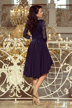 Load image into Gallery viewer, 210-2 NICOLLE - dress with longer back with lace neckline - navy blue