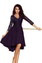 Load image into Gallery viewer, 210-2 NICOLLE - dress with longer back with lace neckline - navy blue