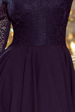 Load image into Gallery viewer, 210-2 NICOLLE - dress with longer back with lace neckline - navy blue