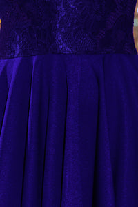 Numoco 210-4 NICOLLE - dress with longer back with lace neckline - ROYAL BLUE