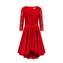 Load image into Gallery viewer, Numoco 210-6 NICOLLE - dress with longer back with lace neckline - Red