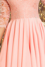 Load image into Gallery viewer, Numoco 210-7 NICOLLE - dress with longer back with lace neckline - pastel pink