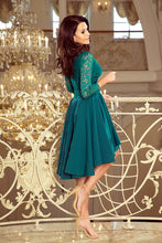 Load image into Gallery viewer, 210-8 NICOLLE - dress with longer back with lace neckline - Green
