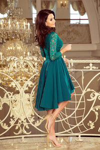 Numoco 210-8 NICOLLE - dress with longer back with lace neckline - Green