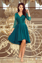 Load image into Gallery viewer, Numoco 210-8 NICOLLE - dress with longer back with lace neckline - Green