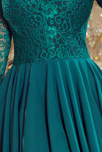 Load image into Gallery viewer, 210-8 NICOLLE - dress with longer back with lace neckline - Green