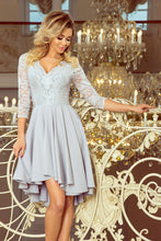 Load image into Gallery viewer, Numoco 210-9 NICOLLE - dress with longer back with lace neckline - Grey