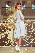 Load image into Gallery viewer, Numoco 210-9 NICOLLE - dress with longer back with lace neckline - Grey
