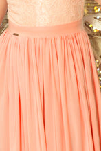 Load image into Gallery viewer, 211-4 LEA long dress with lace neckline - peach