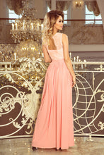 Load image into Gallery viewer, 211-5 LEA long dress with lace neckline - light pink