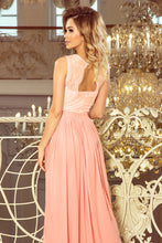 Load image into Gallery viewer, 211-5 LEA long dress with lace neckline - light pink