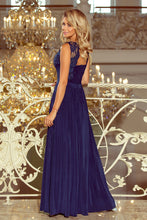 Load image into Gallery viewer, 215-2 LEA long sleeveless dress with embroidered cleavage - dark blue