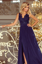 Load image into Gallery viewer, 215-2 LEA long sleeveless dress with embroidered cleavage - dark blue