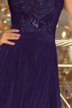 Load image into Gallery viewer, 215-2 LEA long sleeveless dress with embroidered cleavage - dark blue