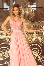 Load image into Gallery viewer, Numoco 215-4 LEA long sleeveless dress with embroidered cleavage - pastel pink