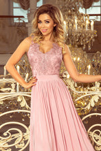 Load image into Gallery viewer, 215-5 LEA long sleeveless dress with embroidered cleavage - TAUPE