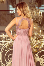 Load image into Gallery viewer, 215-5 LEA long sleeveless dress with embroidered cleavage - TAUPE