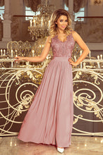 Load image into Gallery viewer, Numoco 215-5 LEA long sleeveless dress with embroidered cleavage - TAUPE