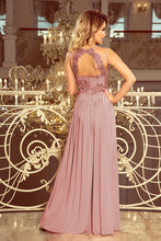 Load image into Gallery viewer, Numoco 215-5 LEA long sleeveless dress with embroidered cleavage - TAUPE