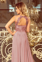 Load image into Gallery viewer, Numoco 215-5 LEA long sleeveless dress with embroidered cleavage - TAUPE