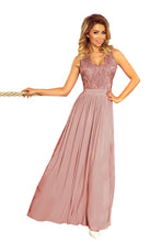 Load image into Gallery viewer, Numoco 215-5 LEA long sleeveless dress with embroidered cleavage - TAUPE