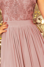 Load image into Gallery viewer, Numoco 215-5 LEA long sleeveless dress with embroidered cleavage - TAUPE