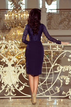 Load image into Gallery viewer, 216-1 EMMA elegant pencil dress with lace - navy blue