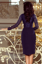 Load image into Gallery viewer, 216-1 EMMA elegant pencil dress with lace - navy blue
