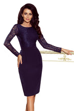 Load image into Gallery viewer, 216-1 EMMA elegant pencil dress with lace - navy blue