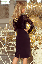 Load image into Gallery viewer, 216-2 EMMA elegant pencil dress with lace - black