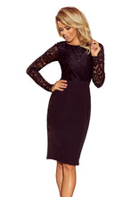 Load image into Gallery viewer, 216-2 EMMA elegant pencil dress with lace - black