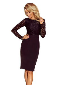 216-2 EMMA elegant pencil dress with lace - black