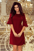 Load image into Gallery viewer, 217-3 NEVA Trapezoidal dress with flared sleeves - Burgundy color