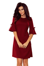 Load image into Gallery viewer, 217-3 NEVA Trapezoidal dress with flared sleeves - Burgundy color