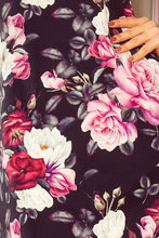 Load image into Gallery viewer, Numoco 217-5 NEVA Trapezoidal dress with flared sleeves - black + flowers