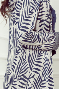 Numoco 218-3 Coat with hood and pockets - blue leaves