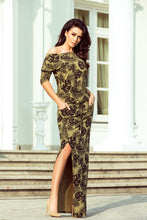 Load image into Gallery viewer, Numoco 220-2 MAXI sporty dress - round leaves + khaki