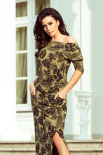 Load image into Gallery viewer, Numoco 220-2 MAXI sporty dress - round leaves + khaki