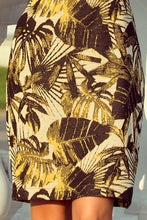 Load image into Gallery viewer, 221-2 Dress with flared sleeve - leaves - mustard