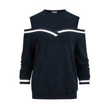 Load image into Gallery viewer, Numoco 223-1 Comfortable sweatshirt with bare shoulders - navy blue