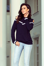 Load image into Gallery viewer, Numoco 223-1 Comfortable sweatshirt with bare shoulders - navy blue