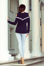 Load image into Gallery viewer, Numoco 223-1 Comfortable sweatshirt with bare shoulders - navy blue