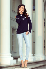 Load image into Gallery viewer, Numoco 223-1 Comfortable sweatshirt with bare shoulders - navy blue