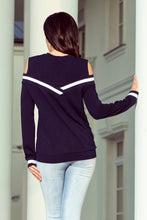Load image into Gallery viewer, Numoco 223-1 Comfortable sweatshirt with bare shoulders - navy blue