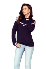 Load image into Gallery viewer, Numoco 223-1 Comfortable sweatshirt with bare shoulders - navy blue