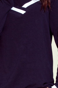 Numoco 223-1 Comfortable sweatshirt with bare shoulders - navy blue