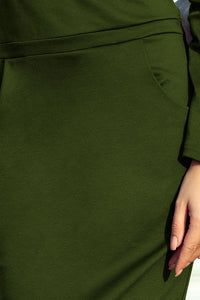 225-1 RAYA Dress with bare shoulders - khaki